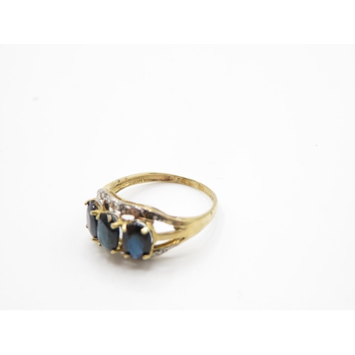 122 - 9ct gold sapphire and diamond ring size J  1.5g