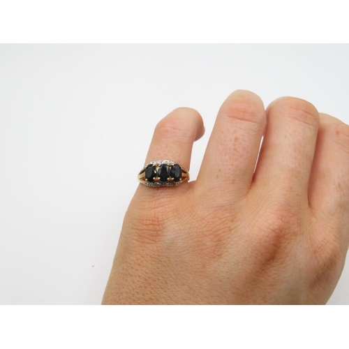 122 - 9ct gold sapphire and diamond ring size J  1.5g