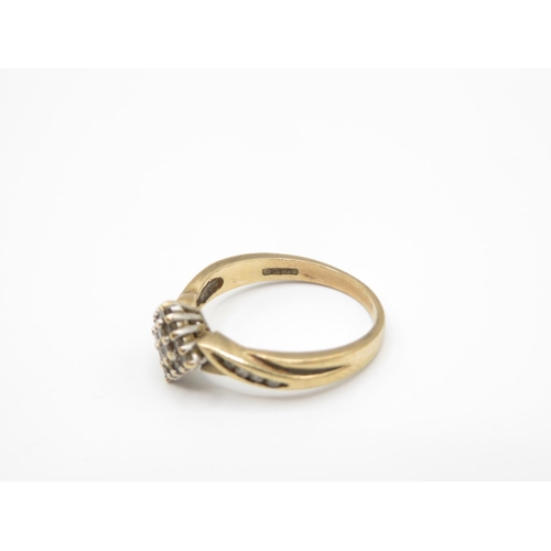 126 - 9ct gold and diamond ring size O  3g