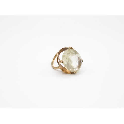 127 - 9ct gold and large citrine stone ring size M  6.6g