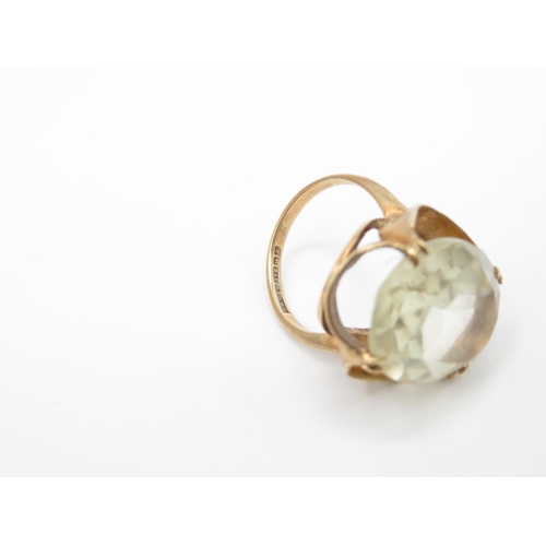 127 - 9ct gold and large citrine stone ring size M  6.6g