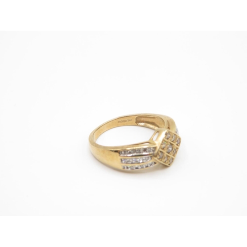128 - 9ct gold and diamond ring size R  4.5g