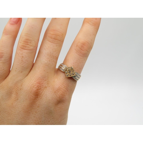 128 - 9ct gold and diamond ring size R  4.5g