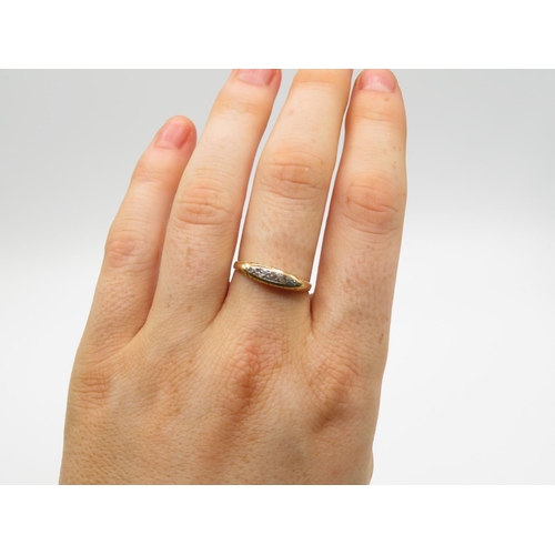 129 - 18ct gold and diamond gypsy style ring size P  2.6g