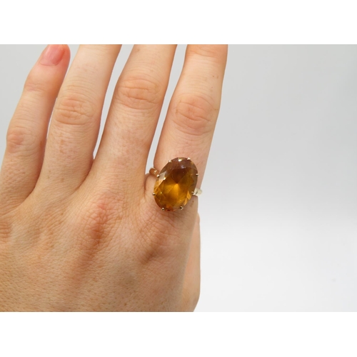 140 - 14ct and large citrine ring size R  6.7g