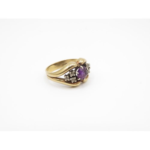 144 - 9ct gold and amethyst ring size N  3.8g