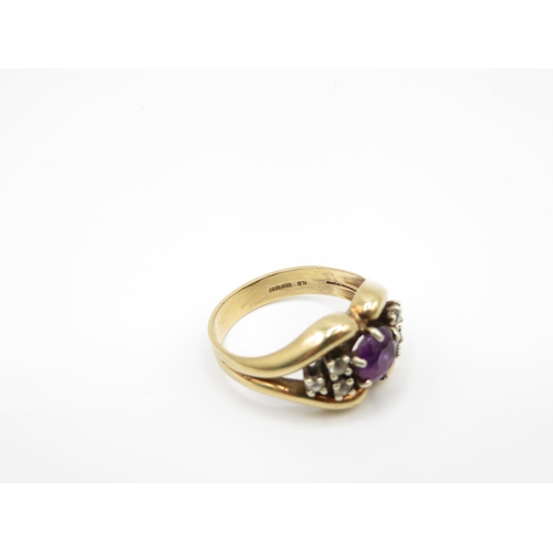 144 - 9ct gold and amethyst ring size N  3.8g