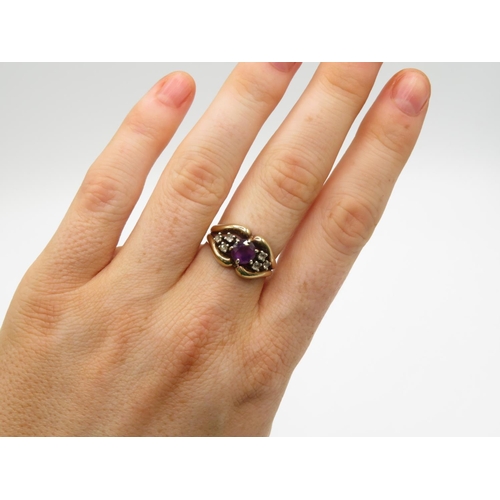 144 - 9ct gold and amethyst ring size N  3.8g