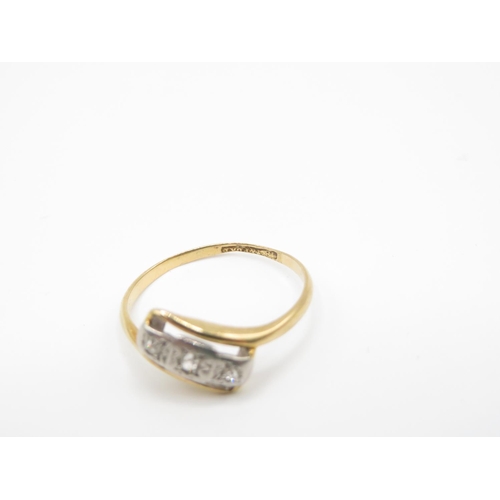 147 - 18ct and platinum diamond crossover ring size P  2.1g