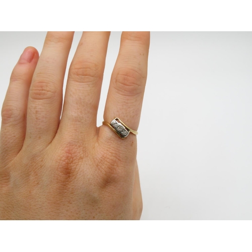 147 - 18ct and platinum diamond crossover ring size P  2.1g