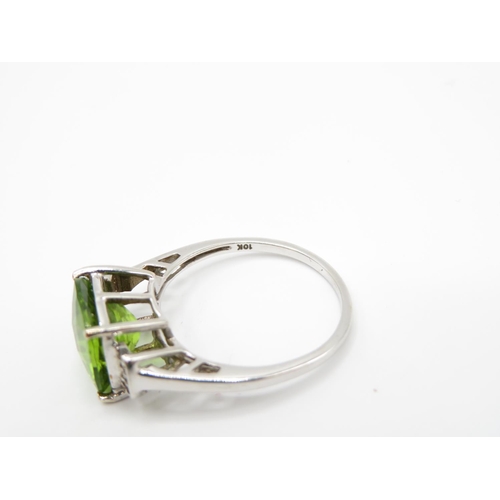 150 - 9ct peridot and diamond ring size Q  3.6g