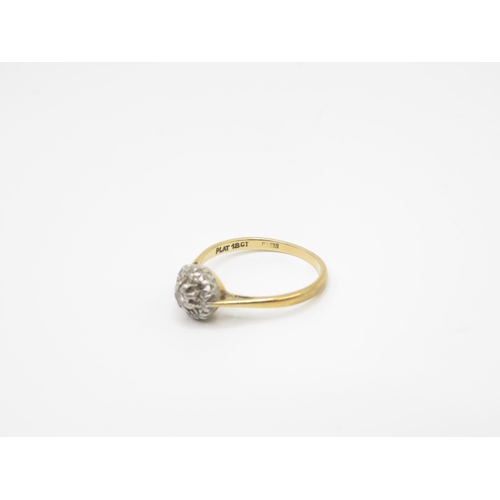152 - 18ct and platinum diamond ring size M  2.3g