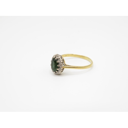 155 - 18ct diamond and tourmaline ring size Q  2.5g