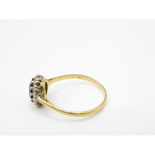 155 - 18ct diamond and tourmaline ring size Q  2.5g