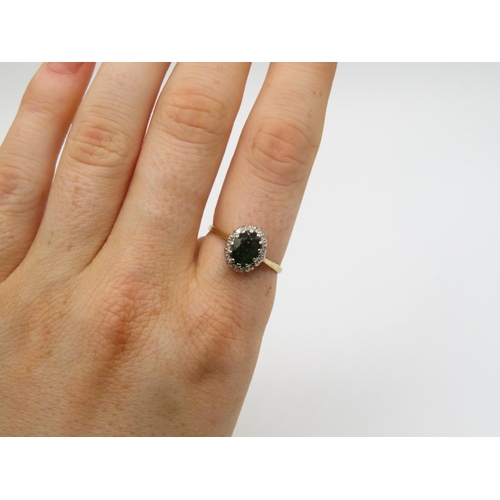 155 - 18ct diamond and tourmaline ring size Q  2.5g