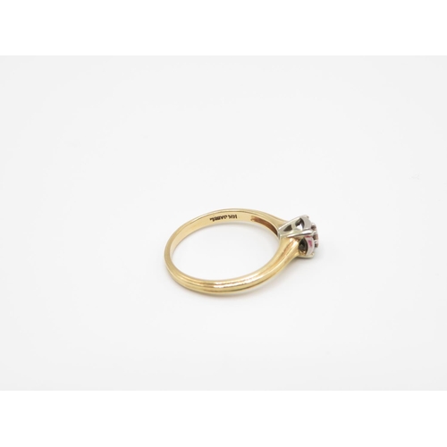 156 - 14ct gold and diamond ring size J  1.9g