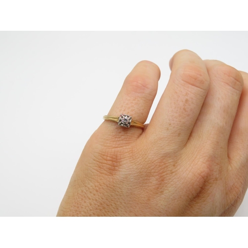 156 - 14ct gold and diamond ring size J  1.9g