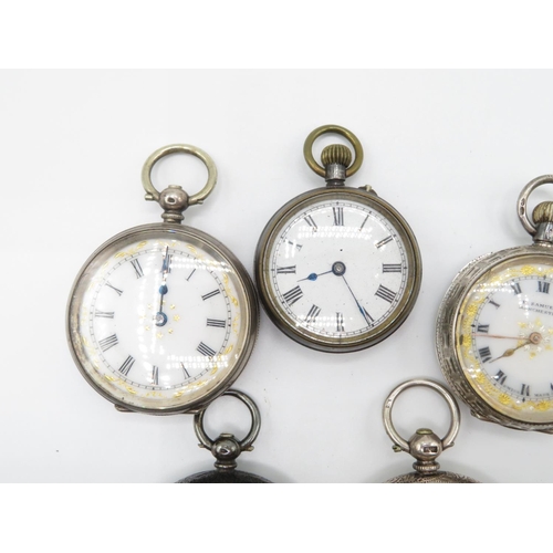 210 - Bag of 5x silver pocket watches - spares or repairs