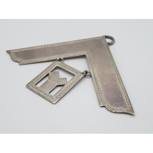 234 - Large HM silver Masonic set square 67g