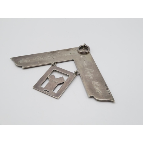234 - Large HM silver Masonic set square 67g