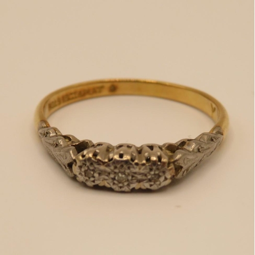 67 - 18ct and platinum diamond ring size O 2.4g
