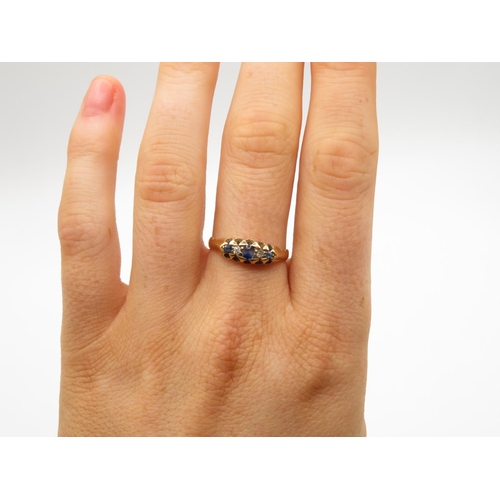 68 - 18ct gold diamond and sapphire gypsy set ring size Q 2.7g