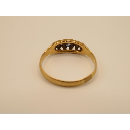 68 - 18ct gold diamond and sapphire gypsy set ring size Q 2.7g