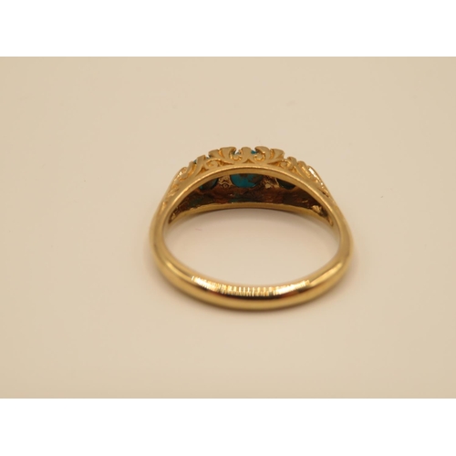 73 - Very fine antique 9ct gold and turquoise pearl ring size N  2.8g