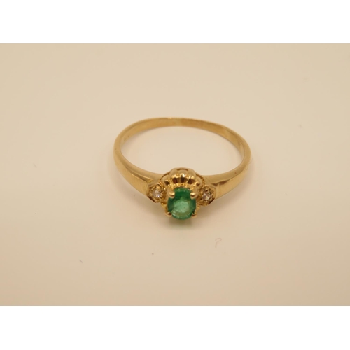 75 - 14ct and emerald ring size O  1.8g