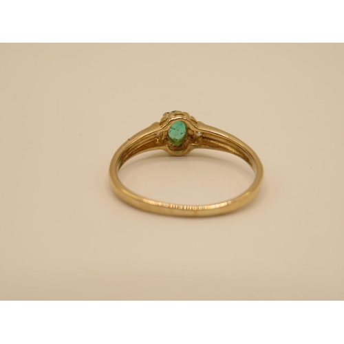 75 - 14ct and emerald ring size O  1.8g