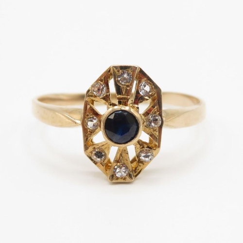 76 - 14ct diamond and sapphire ring size Q  2g