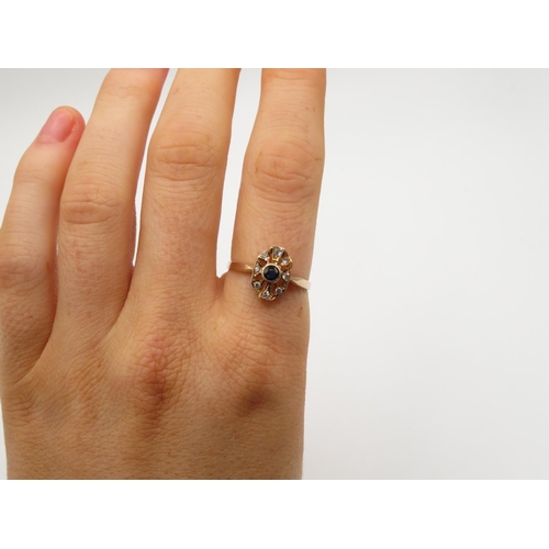 76 - 14ct diamond and sapphire ring size Q  2g