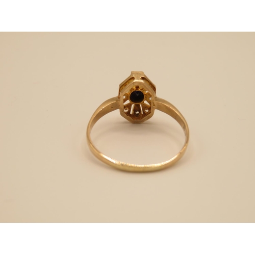 76 - 14ct diamond and sapphire ring size Q  2g