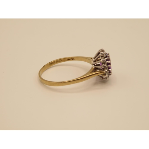 77 - 9ct gold diamond and amethyst ring size S  2.5g
