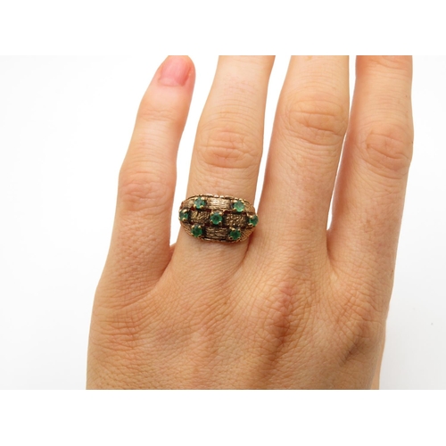 79 - 9ct gold and emerald ring size L 2.9g