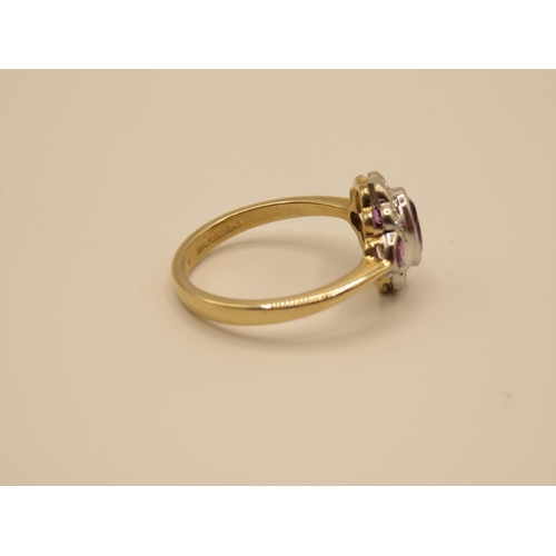 80 - Art Deco style 9ct gold diamond and amethyst ring size O  3.2g
