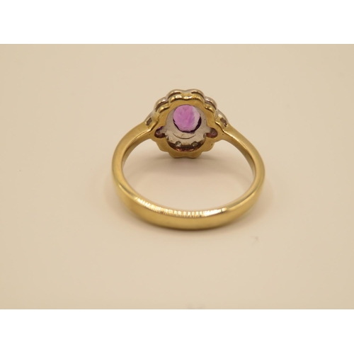 80 - Art Deco style 9ct gold diamond and amethyst ring size O  3.2g