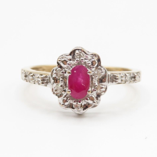81 - 9ct gold ruby and diamond ring size N  2.3g