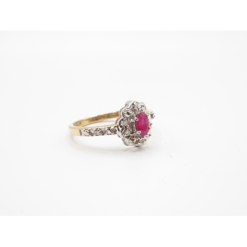81 - 9ct gold ruby and diamond ring size N  2.3g