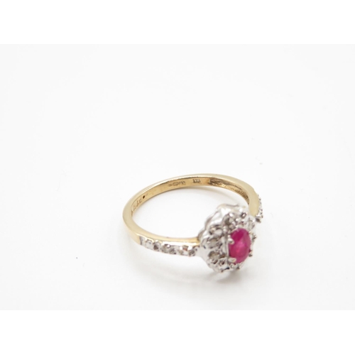 81 - 9ct gold ruby and diamond ring size N  2.3g