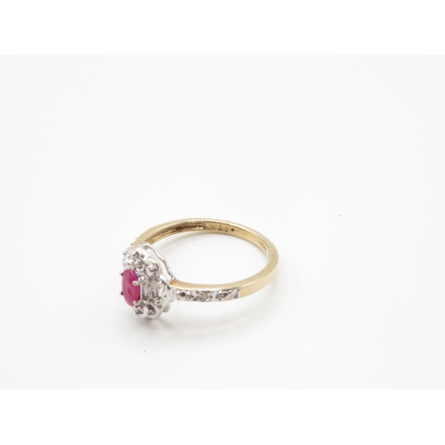 81 - 9ct gold ruby and diamond ring size N  2.3g