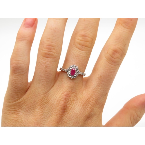 81 - 9ct gold ruby and diamond ring size N  2.3g