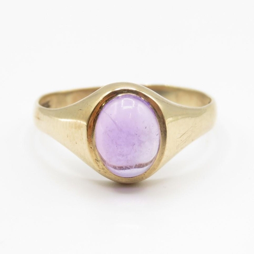 82 - 9ct and cabochon amethyst ring size O  1.7g