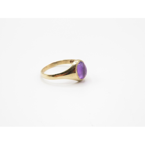 82 - 9ct and cabochon amethyst ring size O  1.7g