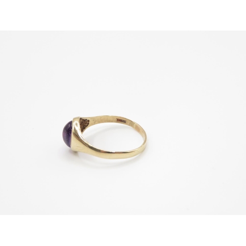 82 - 9ct and cabochon amethyst ring size O  1.7g