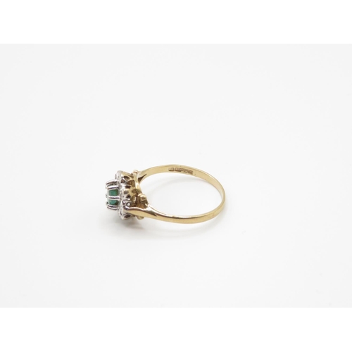 85 - 9ct gold emerald and diamond ring size N  1.9g