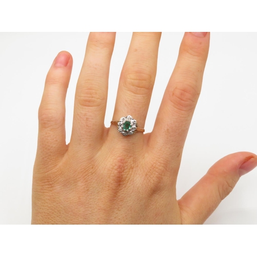 85 - 9ct gold emerald and diamond ring size N  1.9g