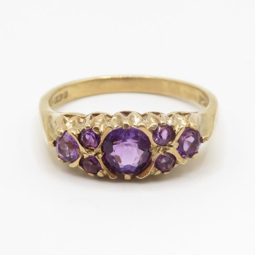 87 - 9ct gold and amethyst vintage ring size O  3.1g