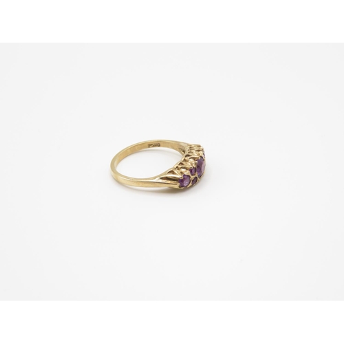 87 - 9ct gold and amethyst vintage ring size O  3.1g