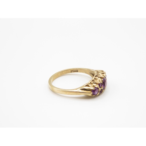 87 - 9ct gold and amethyst vintage ring size O  3.1g